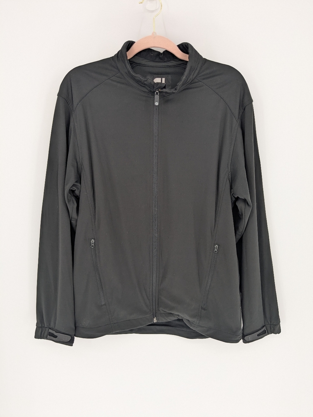 FootJoy Dryjoys Black Softshell Full Zip Jacket Mens Size Small Fleece Lined